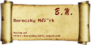 Bereczky Márk névjegykártya